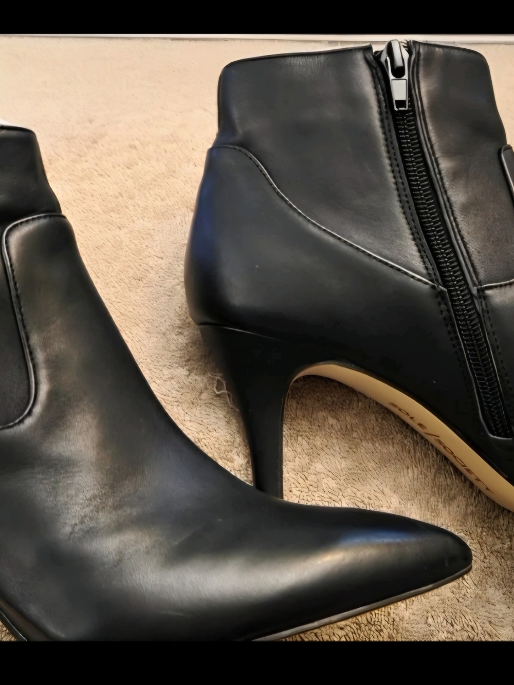 Sole Society SO-RAPHAELA Women’s Black Leather Pointed Toe Zip Ankle Bootie 8.5M